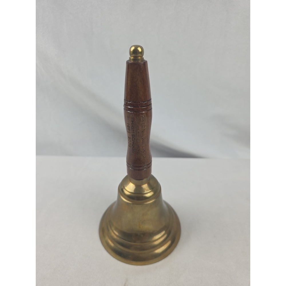 9"  Antique Solid Brass Hand Bell School Bell Call Service Bell with Wood Handle